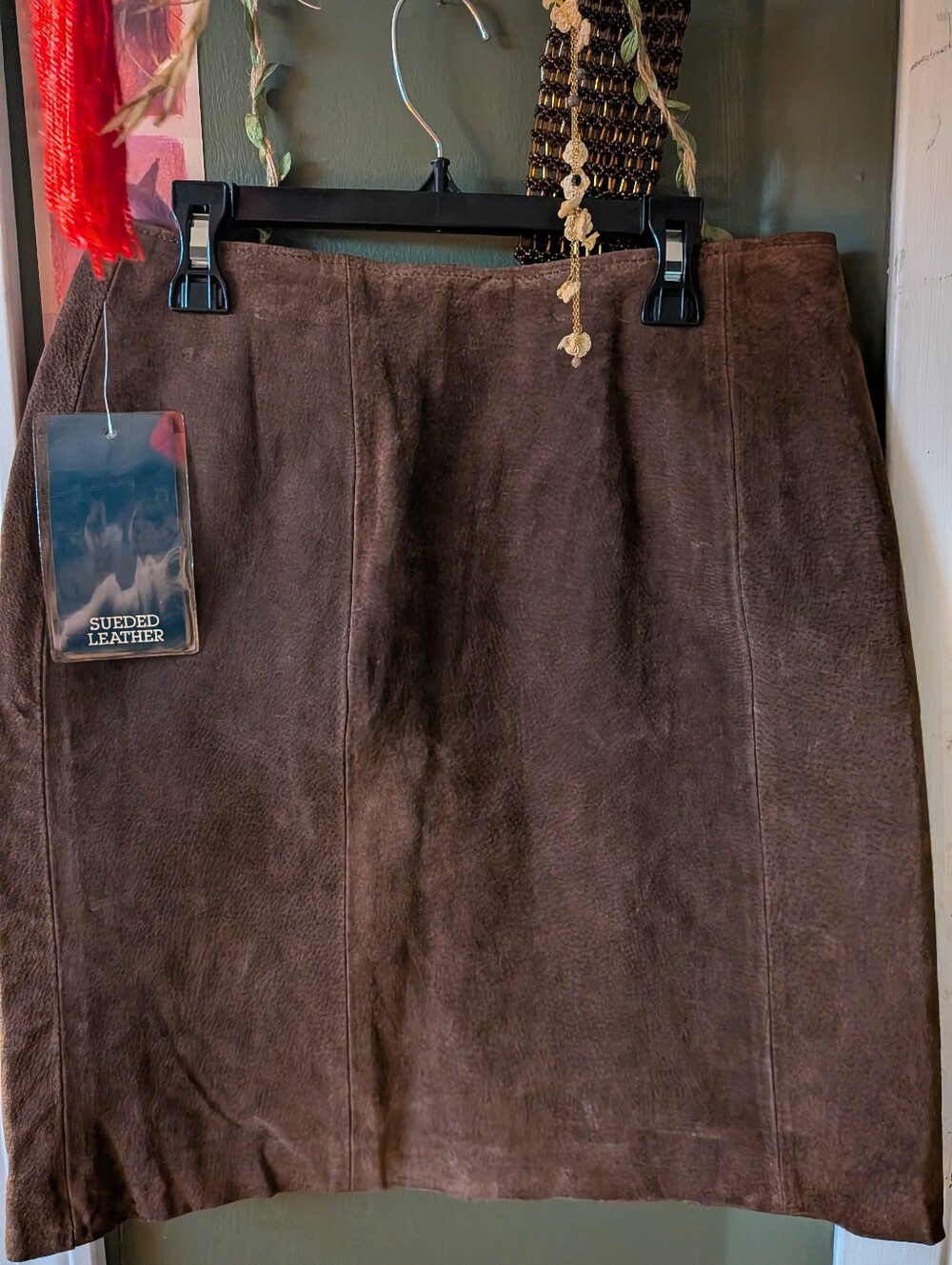 New / Vintage Sueded Leather Brown Women's Suede Mini Skirt